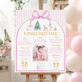 Poster Pink Christmas Nutcracker Birthday Milestone Photo