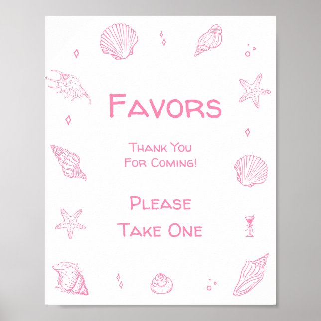 Poster Pink Coastal Beach Beach Baby Shower Favor  (Frente)