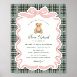 Poster Pink Coquette Bow Bear Birthday Time Capsule