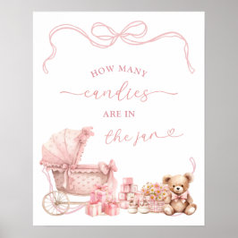 Poster Pink Coquette Carriage Baby Shower Game Sign