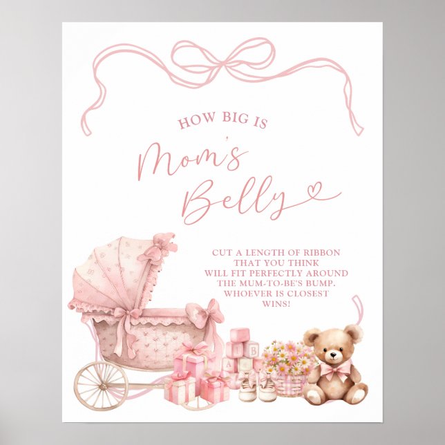 Poster Pink Coquette Carriage How Big Is Mom Belly Sign (Frente)