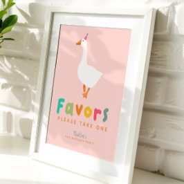 Poster Pink Cute Two Silly Goose 2nd Birthday Favors