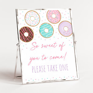 Poster Pink Donut So Sweet Birthday Favor Sign