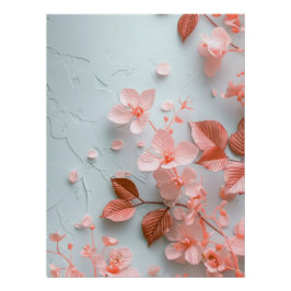Póster Pink Embossed Flowers | Delicate Textured Floral