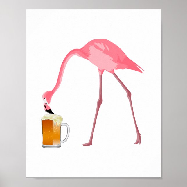 Poster Pink Flamingo Beer Lover (Frente)