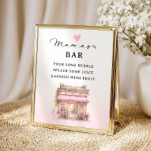 Pink Floral Mom-osa Bar Sign Elegant Mimosa Bar