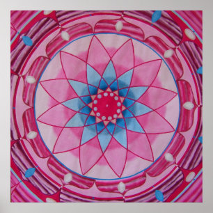 Póster Pink flower Mandala
