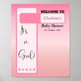 Poster Pink Gradient Cute Eyeball Baby Shower Welcome