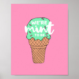 Poster Pink Green Valentine Sketches Mint to Be Ice Cream