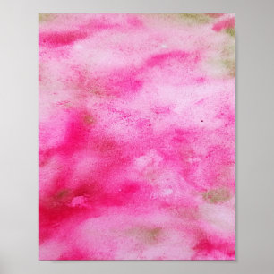 POSTER PINK GREEN WATERCOLOR ABSTRATO ART