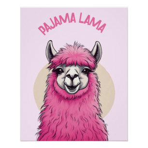 Póster Pink Happy Smiling Lama