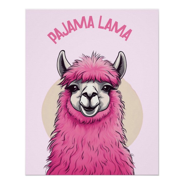 Póster Pink Happy Smiling Lama (Frente)