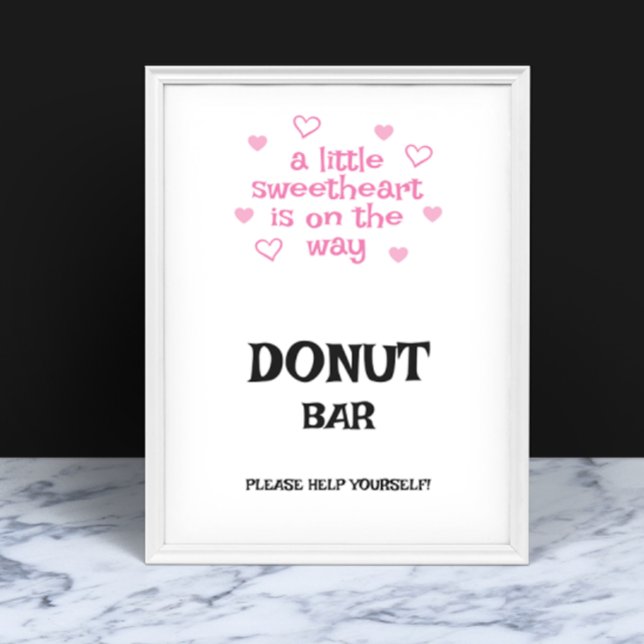 Poster Pink hearts Donut Bar Shower Sign (Criador carregado)