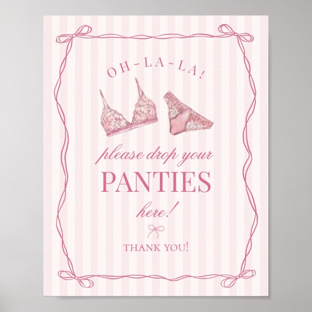 Poster Pink Lingerie Bachelorette Panties Please Sign (Frente)