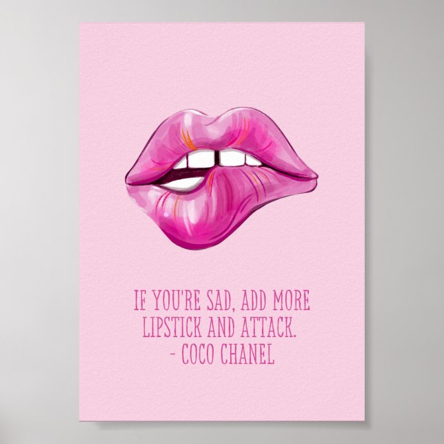Poster Pink Lipstick Lip Uma Citação Inspiradora Para Mul (Frente)