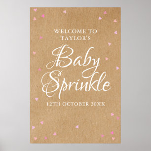Poster Pink Love Hearts Baby Girl Sprinkle Sinal de boas-