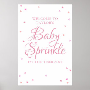 Poster Pink Love Hearts Baby Girl Sprinkle Sinal de boas-