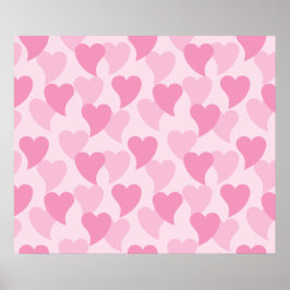 Poster Pink Lovely Hearts Seamless Pattern
