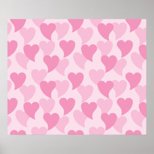 Poster Pink Lovely Hearts Seamless Pattern