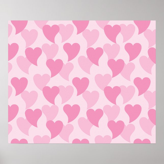 Poster Pink Lovely Hearts Seamless Pattern (Frente)