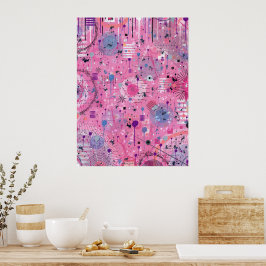 Poster Pink Maximalist Abstract Art 