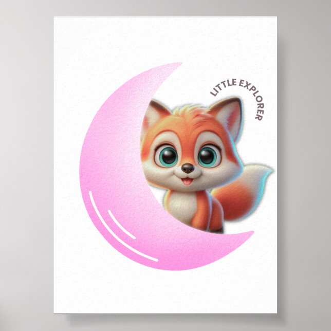 Poster Pink Moon Fox Wall Art (Frente)