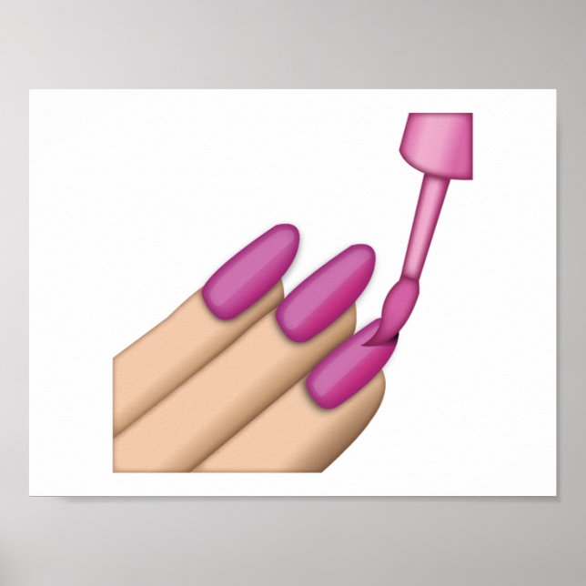 Poster Pink Nail Polonês - Emoji (Frente)