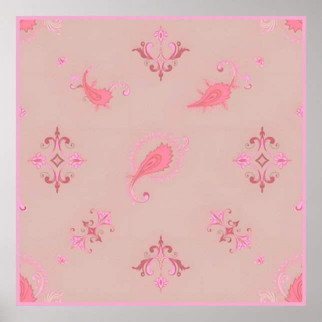 Poster Pink Paisley Pattern (Frente)