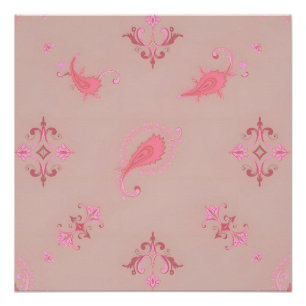 Póster Pink Paisley Pattern