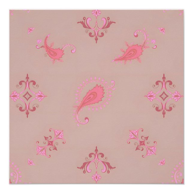 Póster Pink Paisley Pattern (Frente)