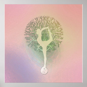 Poster Pink Pastel Yoga Tree