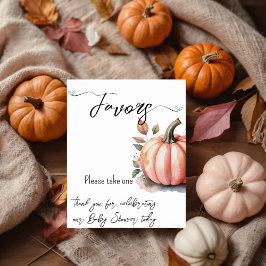 Poster Pink Pumpkin Watercolor Baby Girl Shower Favors
