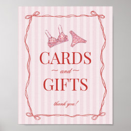 Poster Pink & Red Heart Lingerie Shower Cards & Gifts