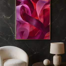 Poster Pink Ribbon Art – Elegant Modern valentine's day