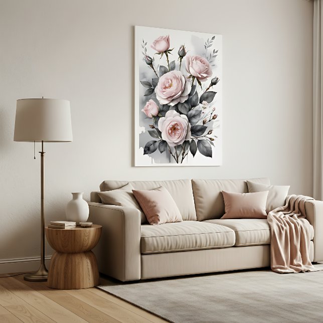 Poster Pink Roses Watercolor Painting (Criador carregado)