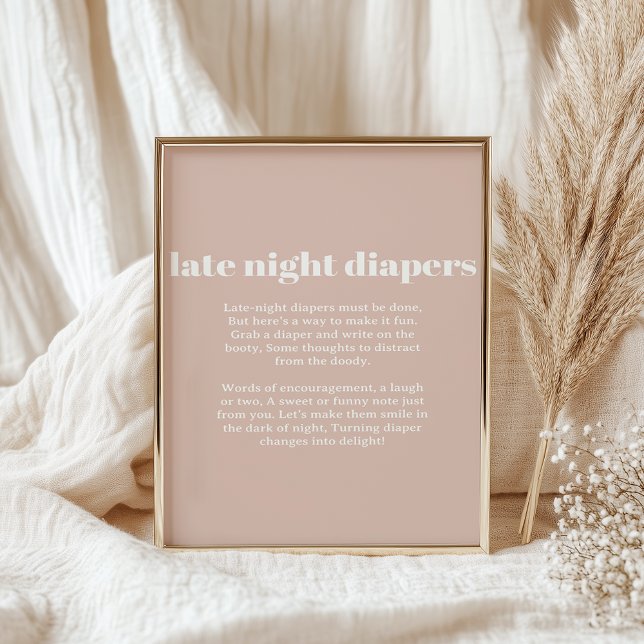 Poster Pink Sandstone Typography Baby Late Night Diaper (Criador carregado)