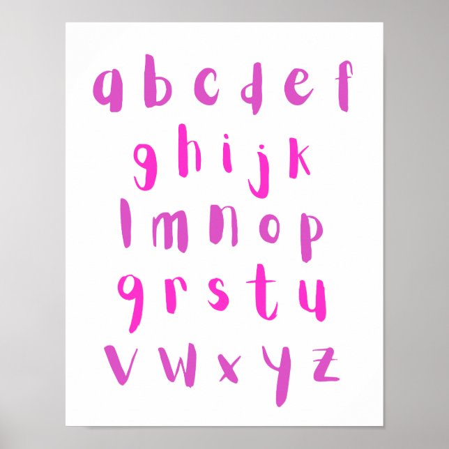 Poster Pink Shades Alphabet Lowercase Letters Room (Frente)