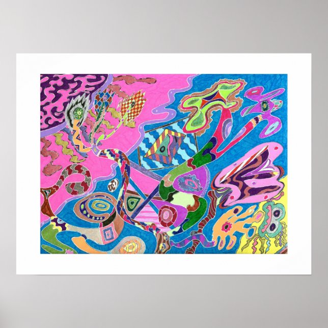 Poster Pink Shore, Abstrato Art 24x18 (Frente)