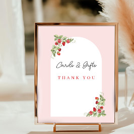Poster Pink Strawberry Baby Shower Tabletop Sign