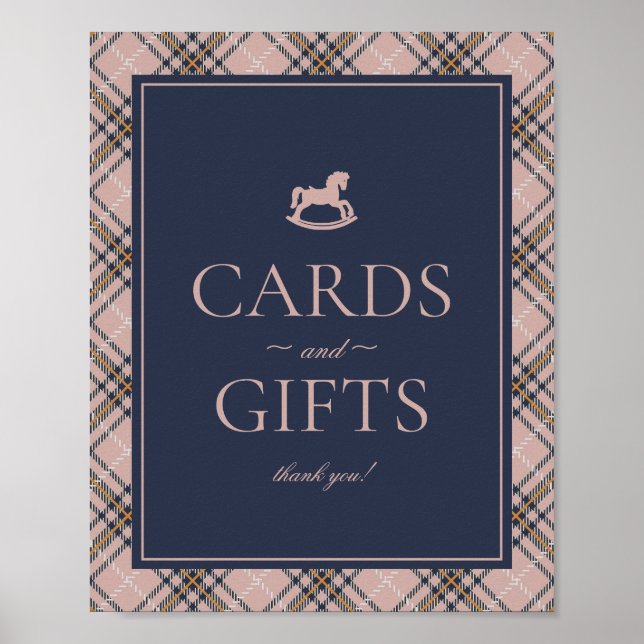 Poster Pink Tartan Plaid Rocking Horse Cards & Gifts (Frente)