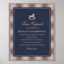 Poster Pink Tartan Plaid Rocking Horse Time Capsule