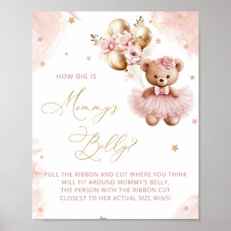 Poster Pink Teddy Bear Balloons How big is Mommy's Belly