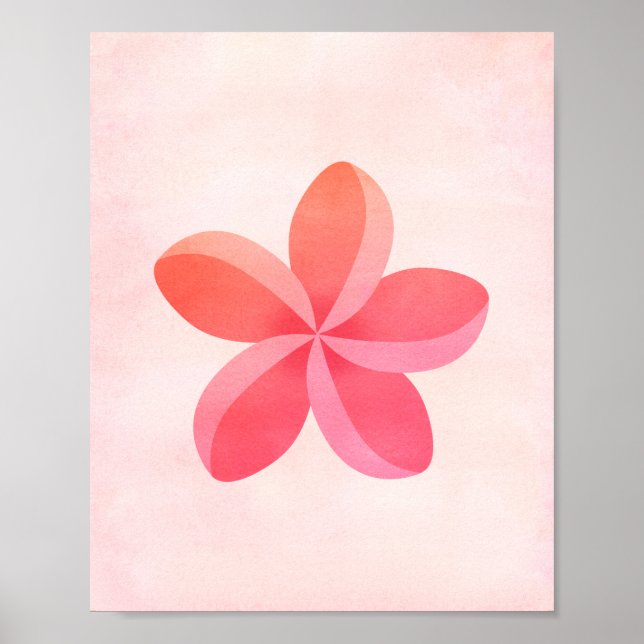 Poster Pink Watercolor Plumeria Flower Art (Frente)