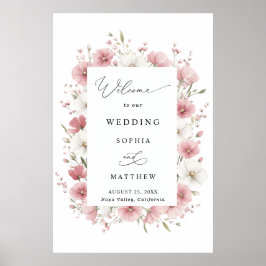 Poster Pink Wild Flowers Wedding