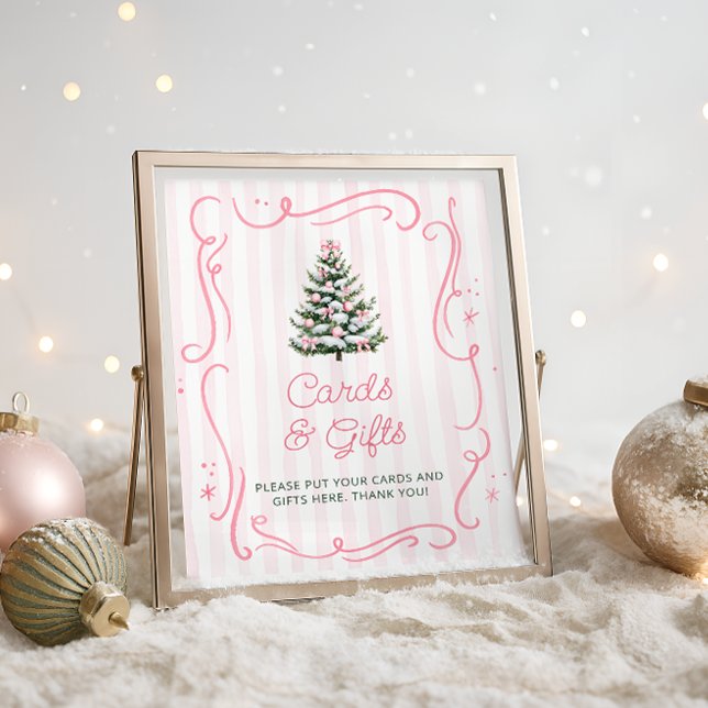 Poster Pink Winter Christmas Baby Shower Cards and Gifts (Criador carregado)