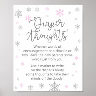 Poster Pink Winter Snowflake Baby Shower Sign