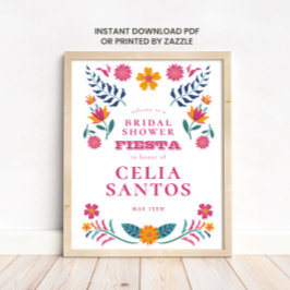 Poster Pink Yellow Mexican Fiesta Bridal Shower
