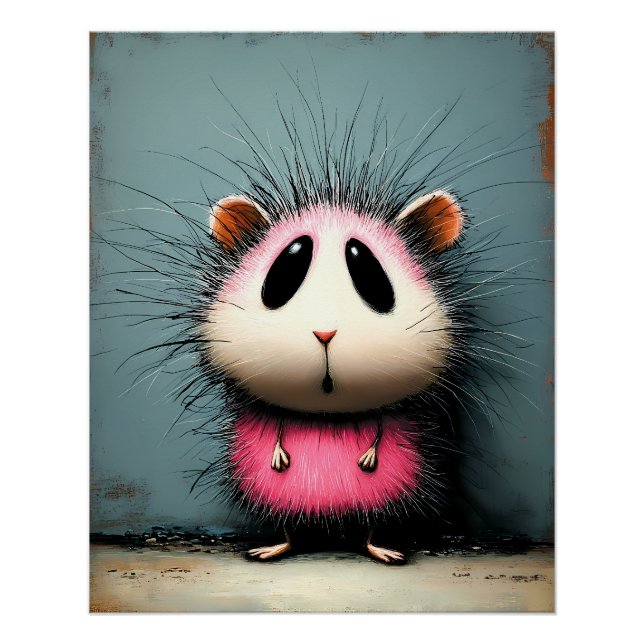 Póster pinker flauschiger Hamster - Cartoon Comic Stil (Frente)