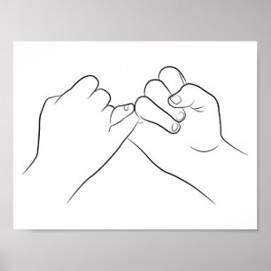 Poster Pinky Promete Mínima Arte em Linha Simples Moderno
