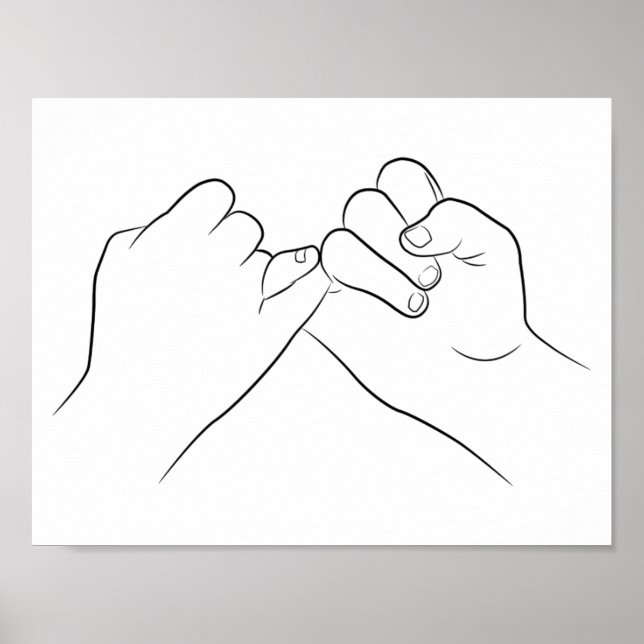 Poster Pinky Promete Mínima Arte em Linha Simples Moderno (Frente)